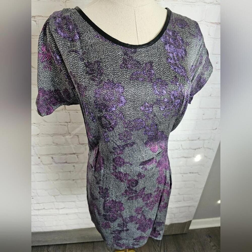 Rebecca Taylor Purple Floral Print Mini Dress Size 2 — Garden Party Feminine - Picture 5 of 7